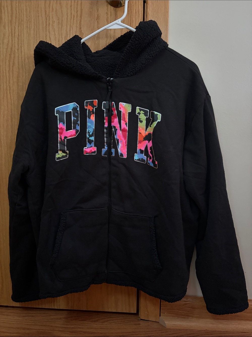 VS PINK Sherpa Reversible Full Zip Hoodie